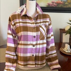 Kensie Plaid Shirt in Purple and Brown